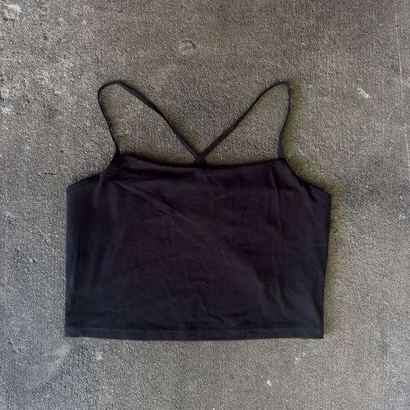 Black Gymshark Strappy Crop Cami Tank Size S - Picture 4 of 7